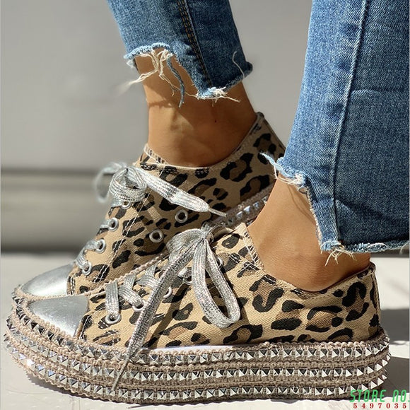 Woman Leopard Canvas Fashion Sneakers