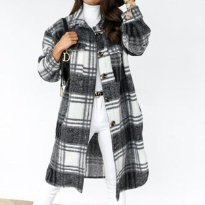 Women Checked Jacket Casual Oversized