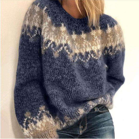Women Elegant O-Neck Knitted Sweater