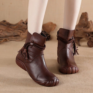 Women Winter Leather Short Boots