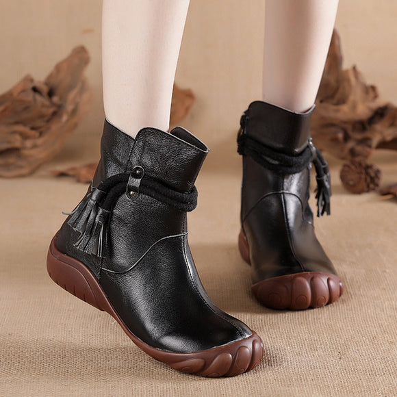 Women Winter Leather Short Boots