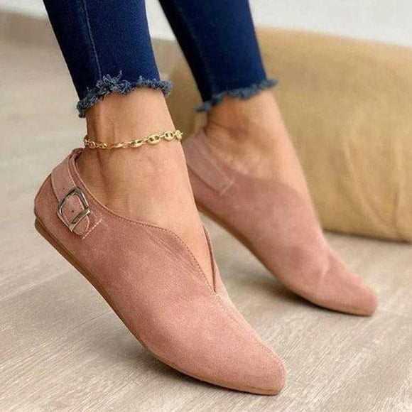 Women Retro Pointed Toe Suede Flat Shoes