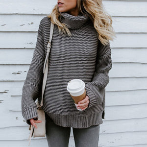 Women Retro Turtleneck Knitted Pullovers