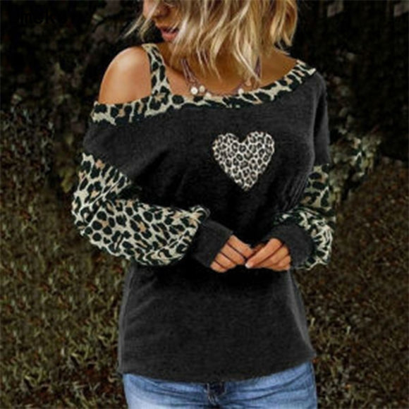 Women Fashion Leopard Love Print Shirt